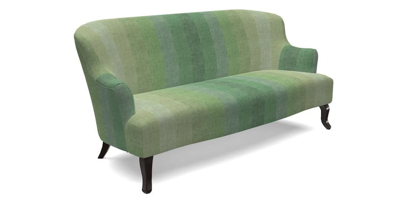 Grassington 3 Seater Sofa in RHS Botanicals on Velvet Ferns Toile Olive with scatter in Almost Plain Velvet Harvest