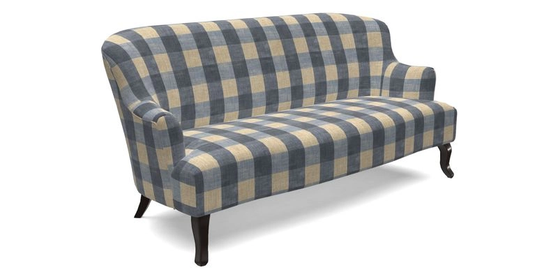 Grassington 3 Seater Sofa in RHS Botanicals on Velvet Ferns Toile Olive with scatter in Almost Plain Velvet Harvest