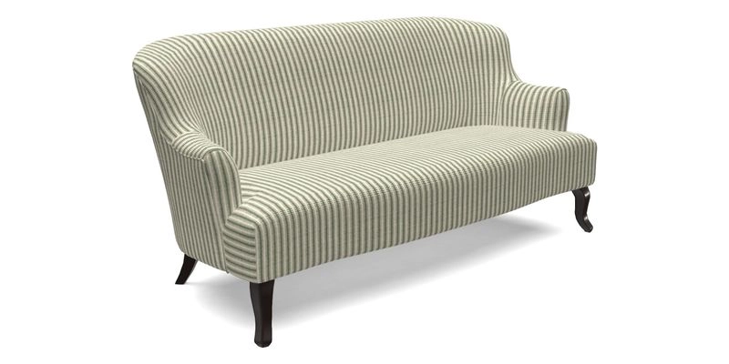 Grassington 3 Seater Sofa in RHS Botanicals on Velvet Ferns Toile Olive with scatter in Almost Plain Velvet Harvest