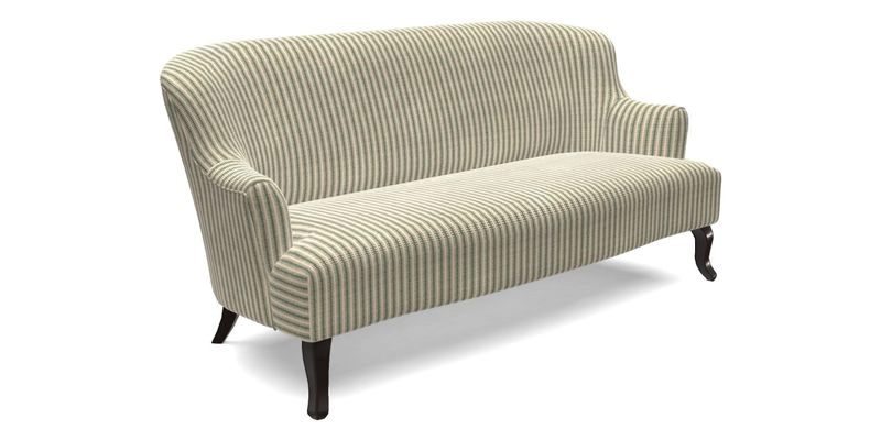 Grassington 3 Seater Sofa in RHS Botanicals on Velvet Ferns Toile Olive with scatter in Almost Plain Velvet Harvest