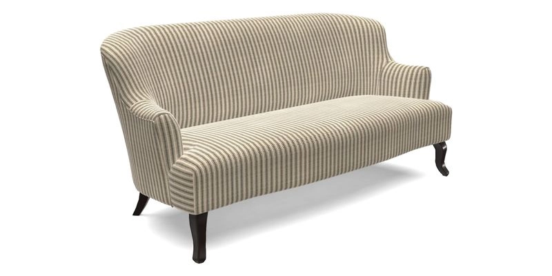 Grassington 3 Seater Sofa in RHS Botanicals on Velvet Ferns Toile Olive with scatter in Almost Plain Velvet Harvest