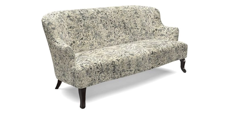 Grassington 3 Seater Sofa in RHS Botanicals on Velvet Ferns Toile Olive with scatter in Almost Plain Velvet Harvest