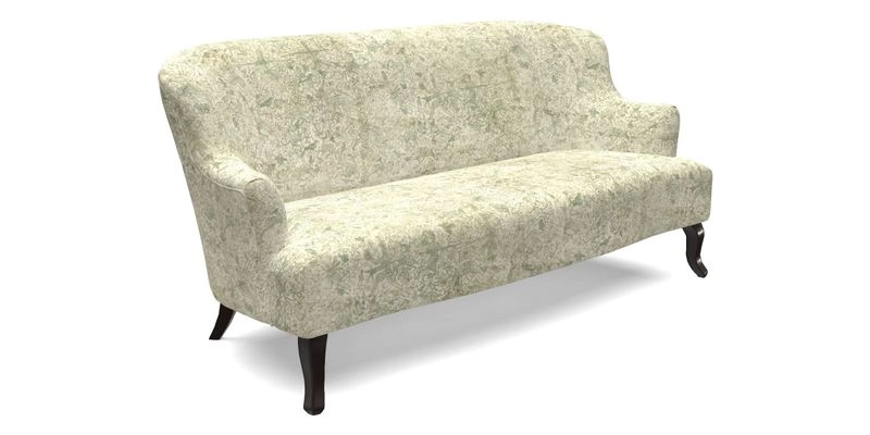 Grassington 3 Seater Sofa in RHS Botanicals on Velvet Ferns Toile Olive with scatter in Almost Plain Velvet Harvest