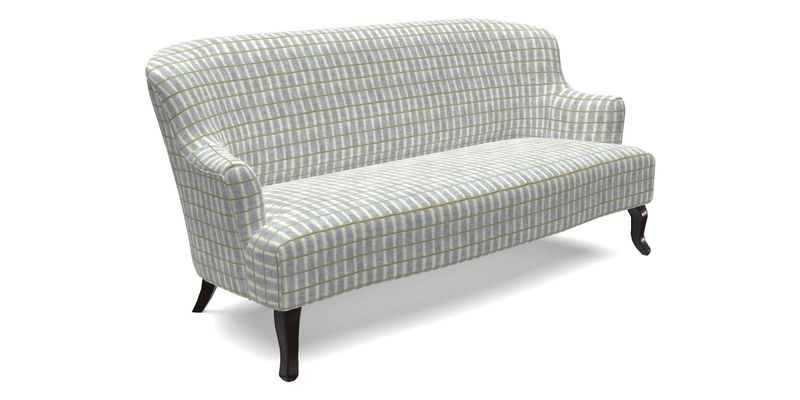 Grassington 3 Seater Sofa in RHS Botanicals on Velvet Ferns Toile Olive with scatter in Almost Plain Velvet Harvest