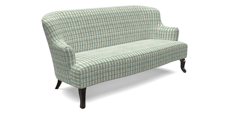 Grassington 3 Seater Sofa in RHS Botanicals on Velvet Ferns Toile Olive with scatter in Almost Plain Velvet Harvest