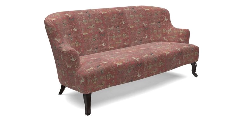 Grassington 3 Seater Sofa in RHS Botanicals on Velvet Ferns Toile Olive with scatter in Almost Plain Velvet Harvest