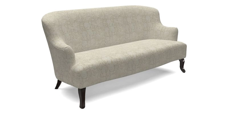 Grassington 3 Seater Sofa in RHS Botanicals on Velvet Ferns Toile Olive with scatter in Almost Plain Velvet Harvest