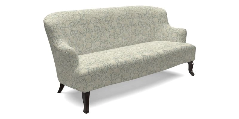 Grassington 3 Seater Sofa in RHS Botanicals on Velvet Ferns Toile Olive with scatter in Almost Plain Velvet Harvest