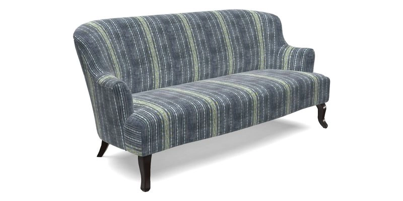 Grassington 3 Seater Sofa in RHS Botanicals on Velvet Ferns Toile Olive with scatter in Almost Plain Velvet Harvest