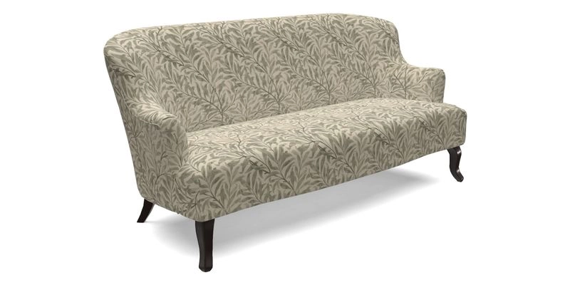 Grassington 3 Seater Sofa in RHS Botanicals on Velvet Ferns Toile Olive with scatter in Almost Plain Velvet Harvest