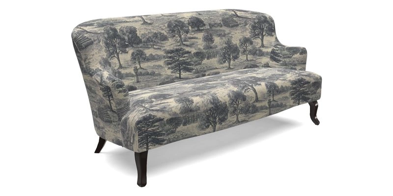 Grassington 3 Seater Sofa in RHS Botanicals on Velvet Ferns Toile Olive with scatter in Almost Plain Velvet Harvest