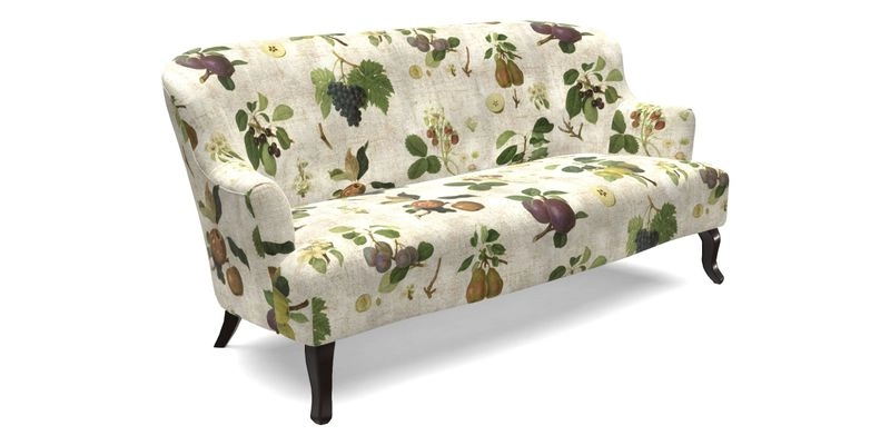 Grassington 3 Seater Sofa in RHS Botanicals on Velvet Ferns Toile Olive with scatter in Almost Plain Velvet Harvest