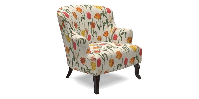 Grassington Chair in Floral Linen Lily Pad Vermillion