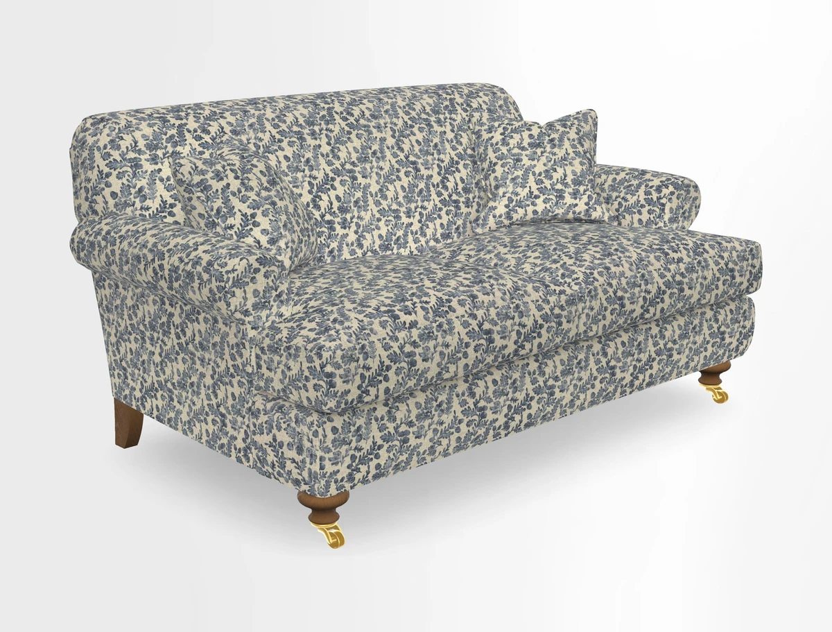 Hampton 3 Seater Sofa in V&A Threads of India Opulent Velvets Regal Poppy Chalk