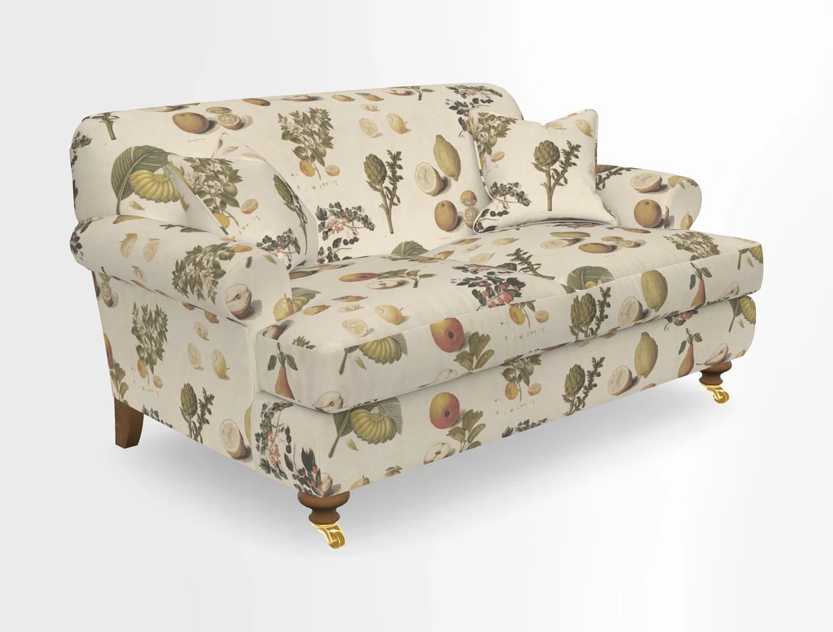 Hampton 3 Seater Sofa in V&A Threads of India Opulent Velvets Regal Poppy Chalk