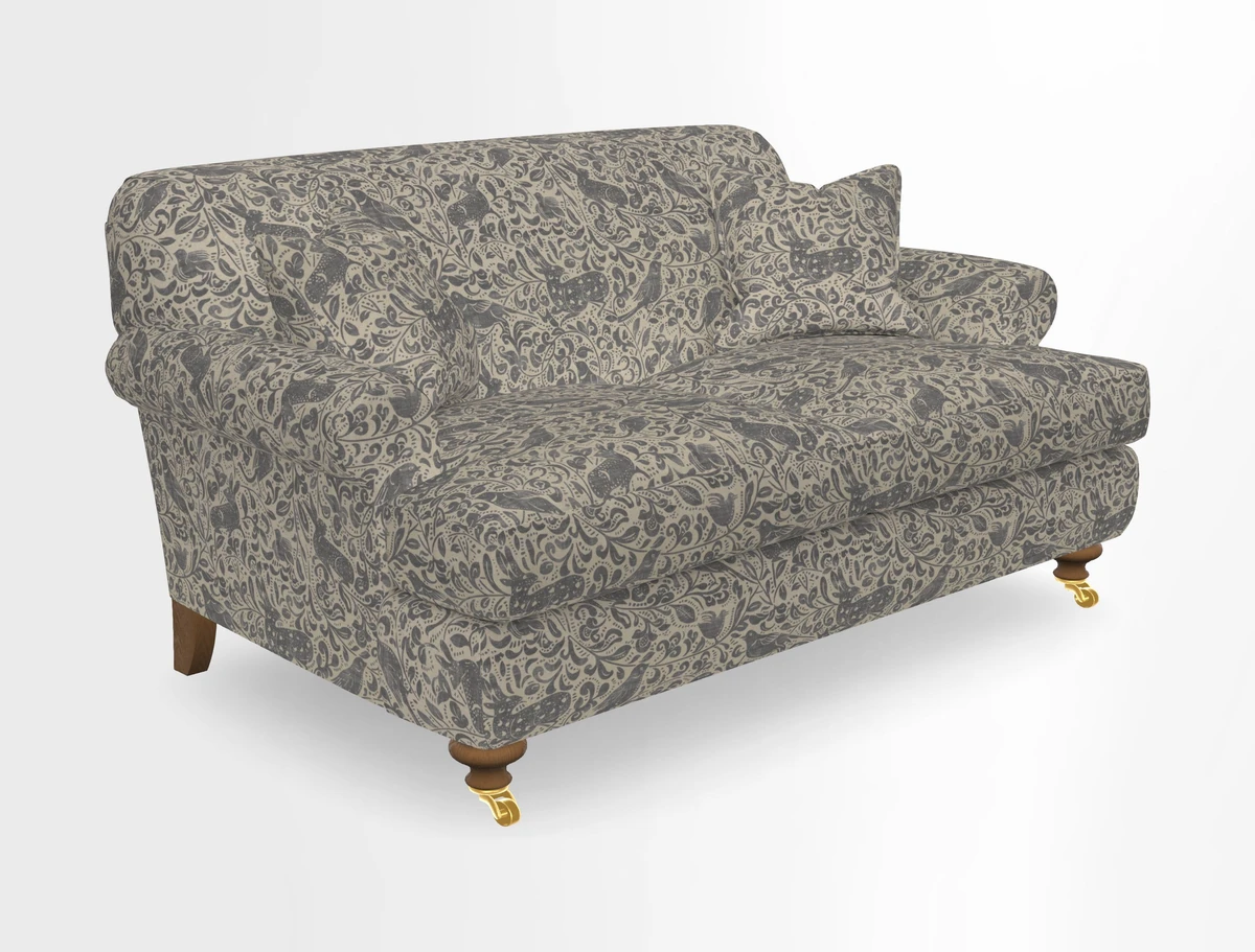 Hampton 3 Seater Sofa in V&A Threads of India Opulent Velvets Regal Poppy Chalk