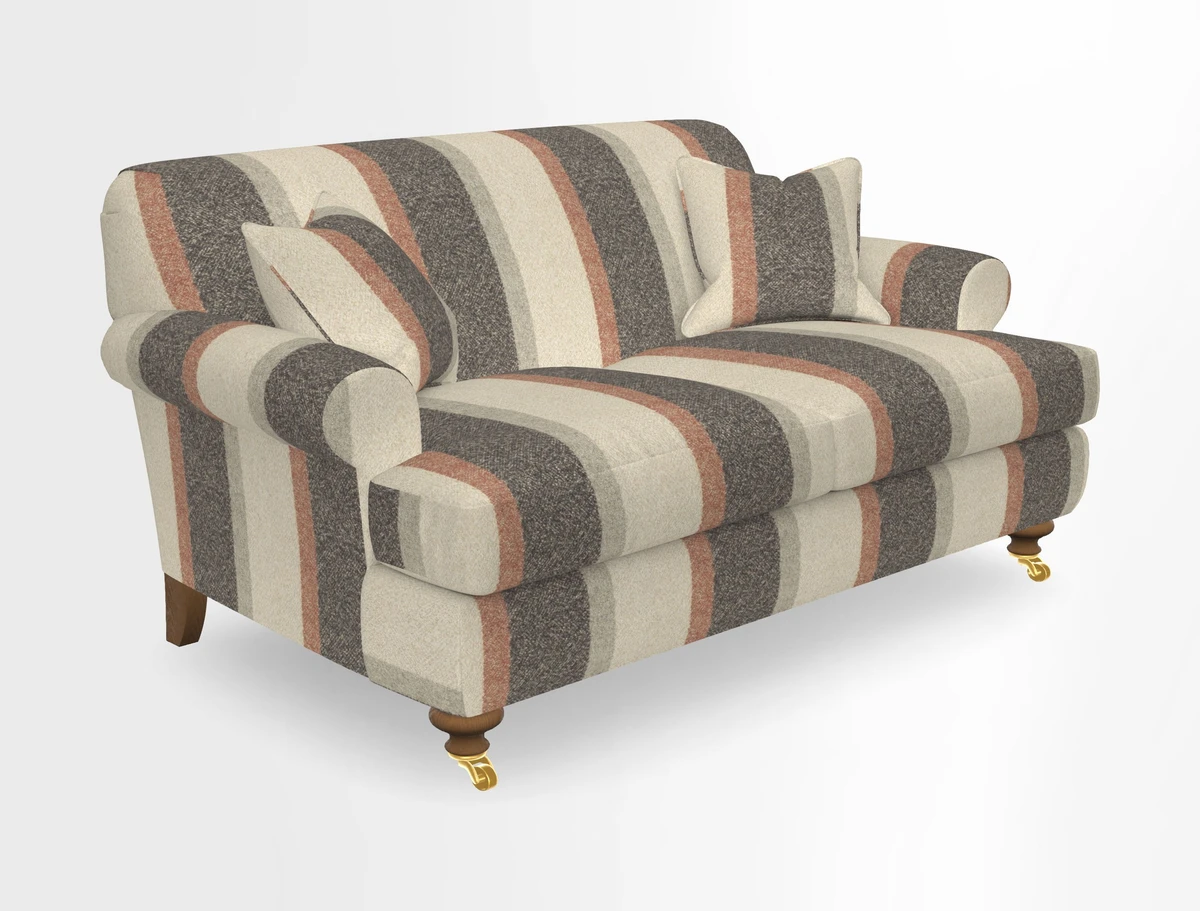 Hampton 3 Seater Sofa in V&A Threads of India Opulent Velvets Regal Poppy Chalk