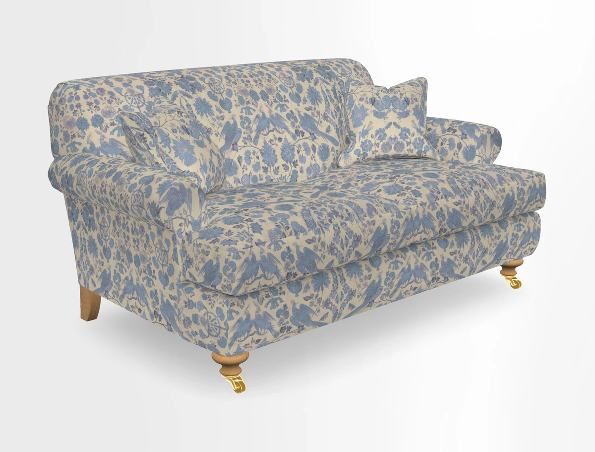 Hampton 3 Seater Sofa in V&A Threads of India Opulent Velvets Regal Poppy Chalk