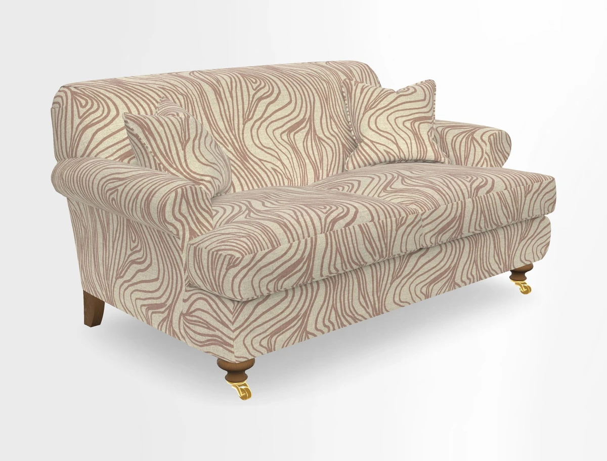 Hampton 3 Seater Sofa in V&A Threads of India Opulent Velvets Regal Poppy Chalk