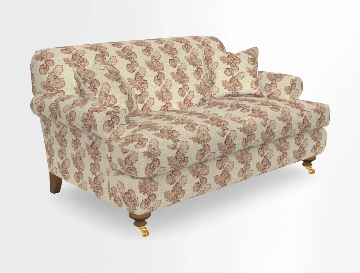 Hampton 3 Seater Sofa in V&A Threads of India Opulent Velvets Regal Poppy Chalk