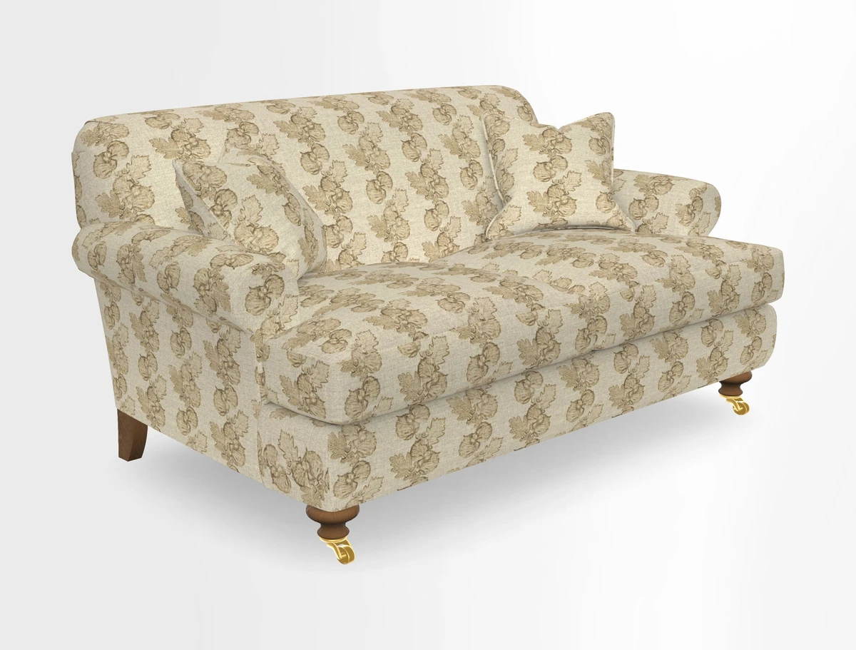 Hampton 3 Seater Sofa in V&A Threads of India Opulent Velvets Regal Poppy Chalk