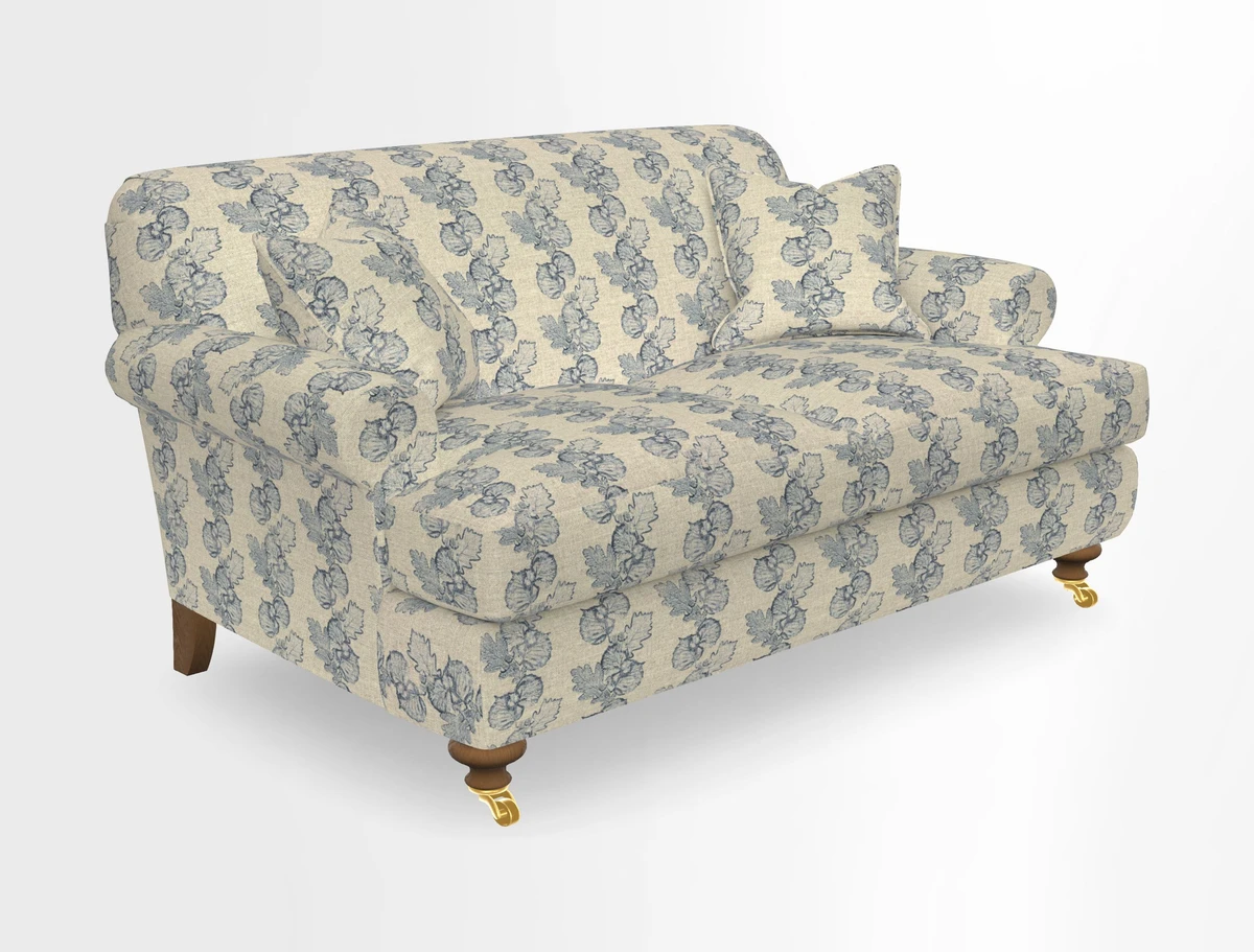 Hampton 3 Seater Sofa in V&A Threads of India Opulent Velvets Regal Poppy Chalk