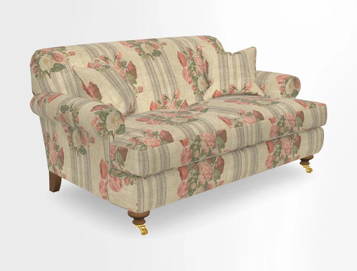 Hampton 3 Seater Sofa in V&A Threads of India Opulent Velvets Regal Poppy Chalk
