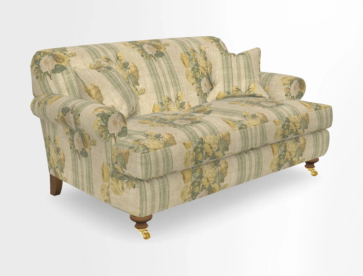 Hampton 3 Seater Sofa in V&A Threads of India Opulent Velvets Regal Poppy Chalk
