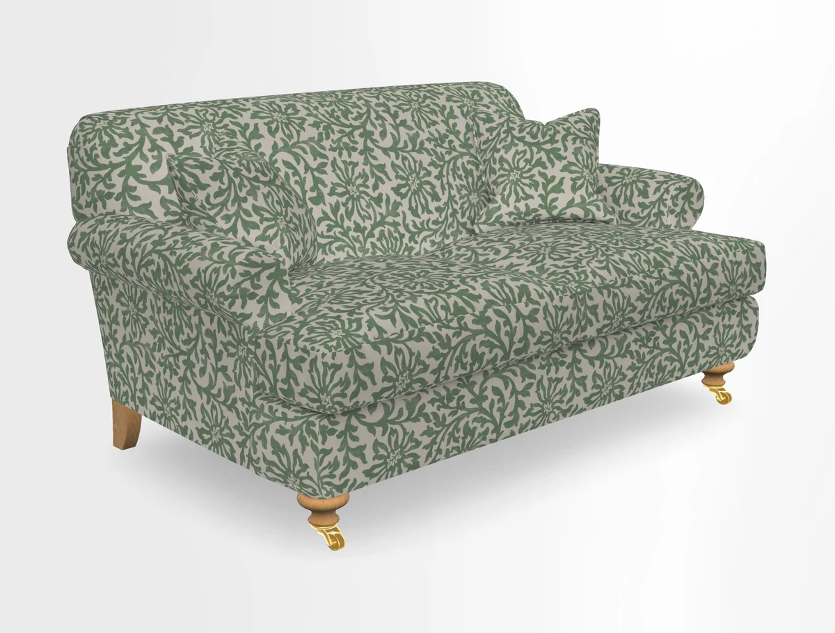 Hampton 3 Seater Sofa in V&A Threads of India Opulent Velvets Regal Poppy Chalk