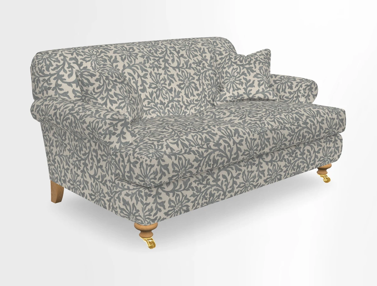 Hampton 3 Seater Sofa in V&A Threads of India Opulent Velvets Regal Poppy Chalk