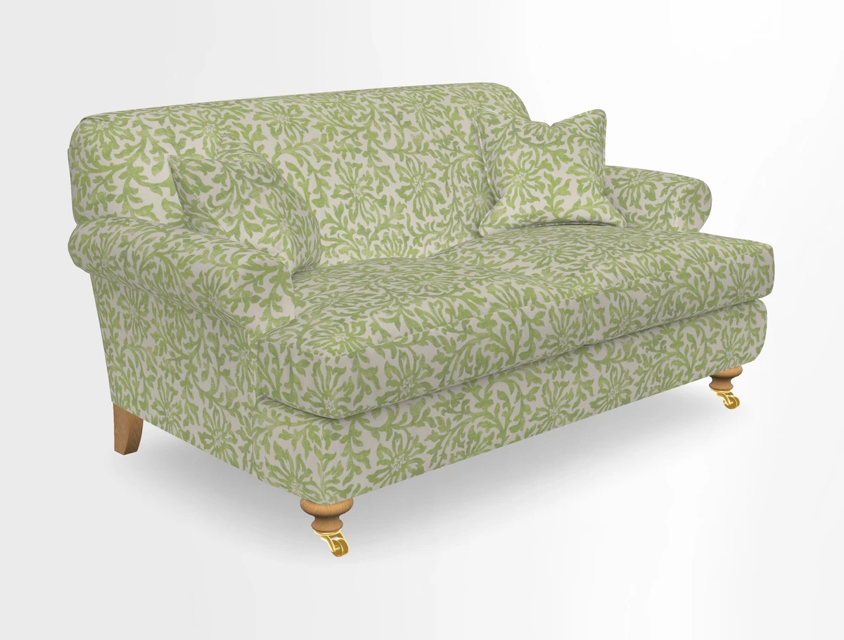 Hampton 3 Seater Sofa in V&A Threads of India Opulent Velvets Regal Poppy Chalk