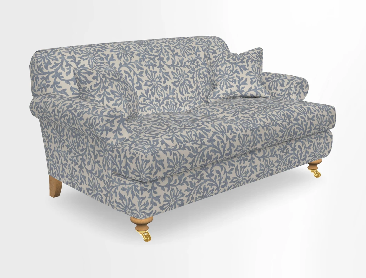 Hampton 3 Seater Sofa in V&A Threads of India Opulent Velvets Regal Poppy Chalk