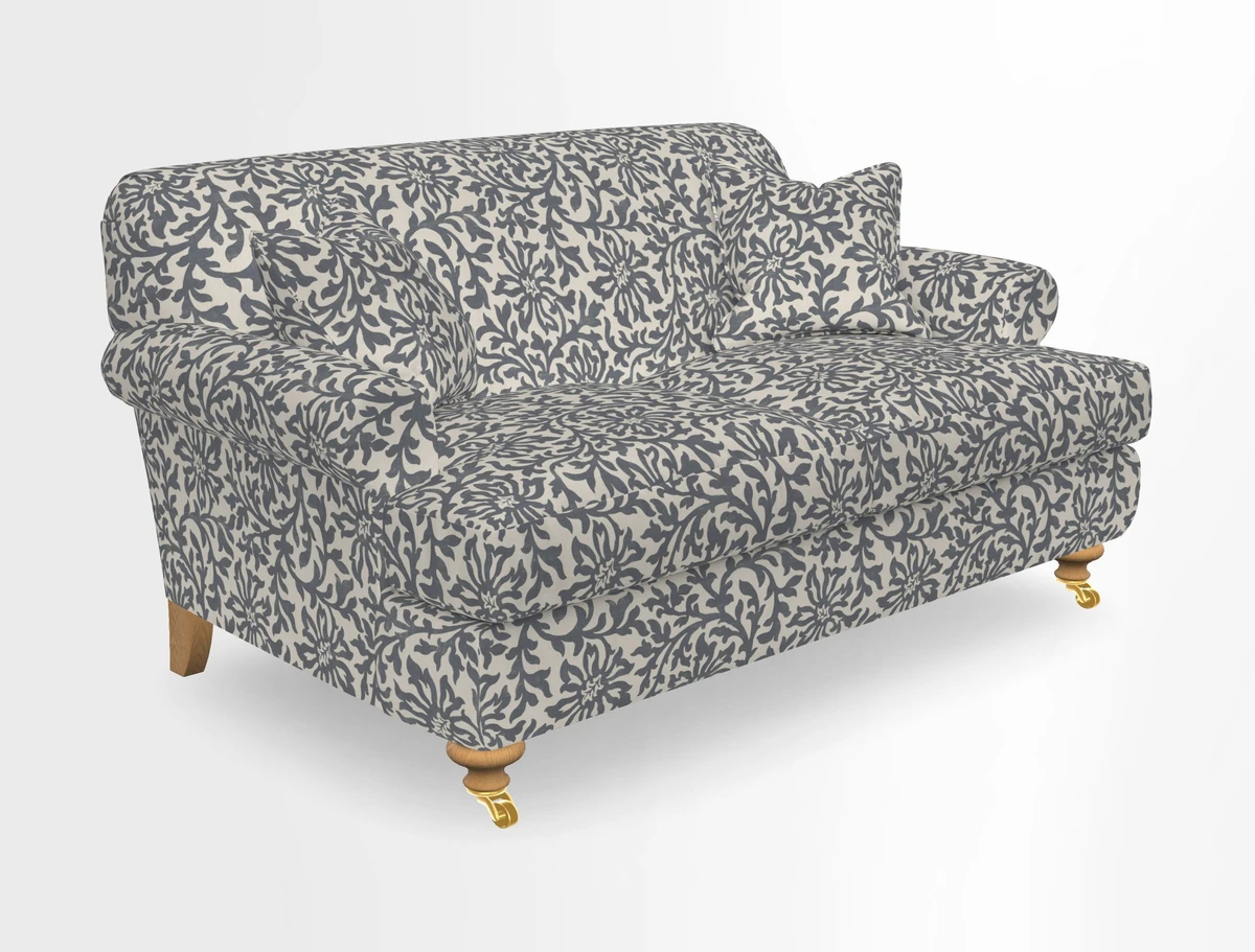 Hampton 3 Seater Sofa in V&A Threads of India Opulent Velvets Regal Poppy Chalk