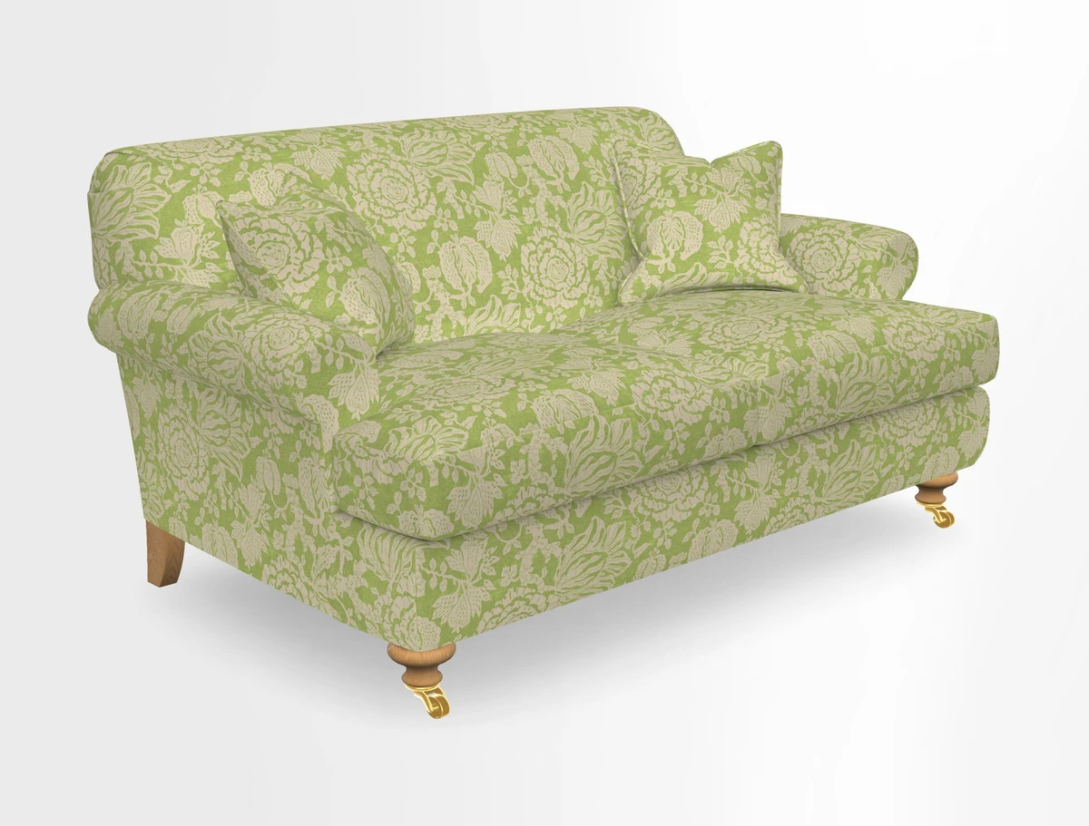 Hampton 3 Seater Sofa in V&A Threads of India Opulent Velvets Regal Poppy Chalk