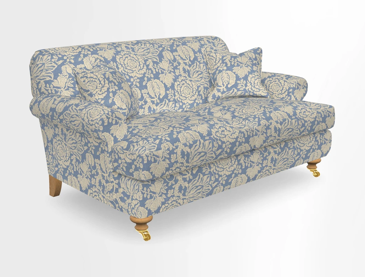 Hampton 3 Seater Sofa in V&A Threads of India Opulent Velvets Regal Poppy Chalk