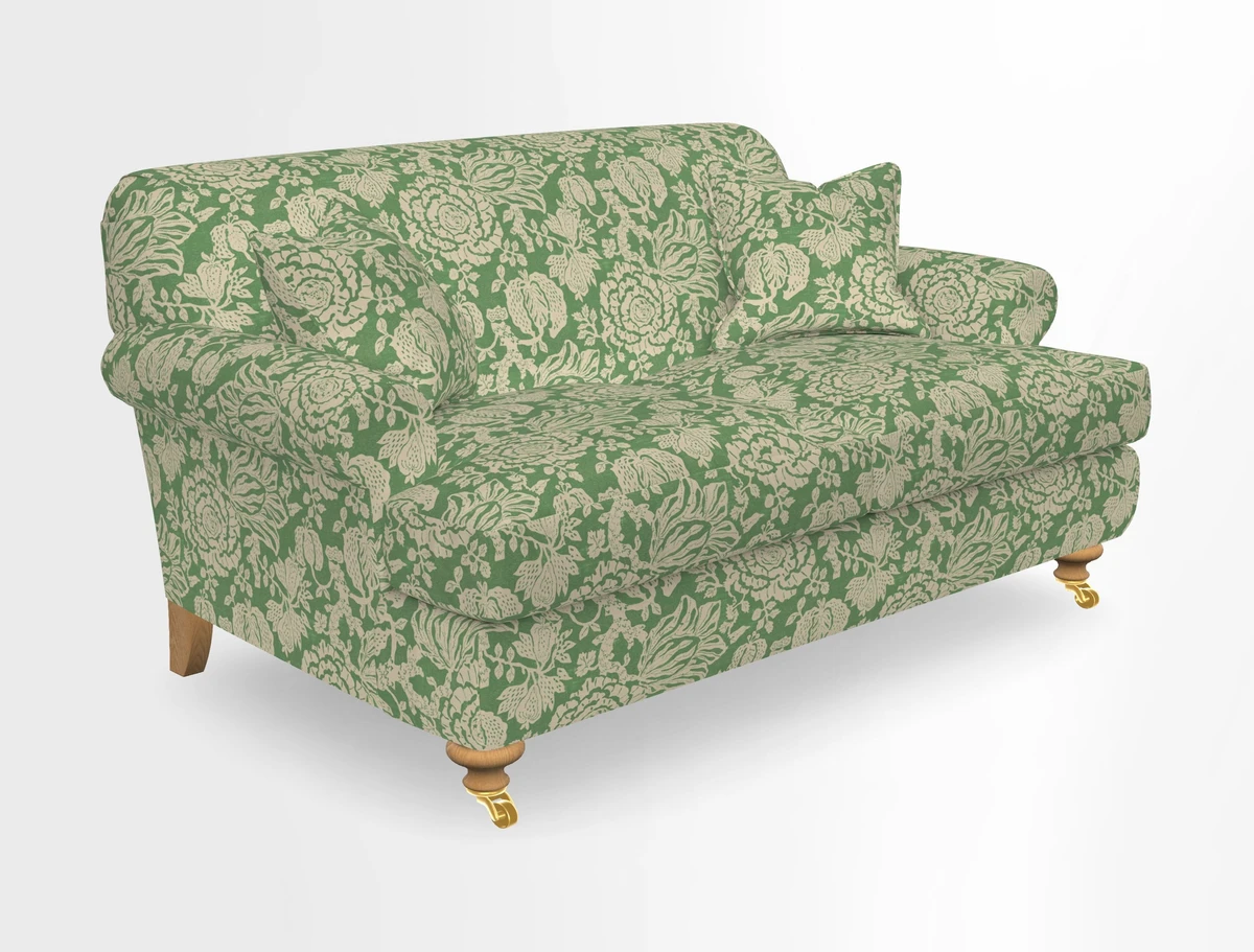 Hampton 3 Seater Sofa in V&A Threads of India Opulent Velvets Regal Poppy Chalk
