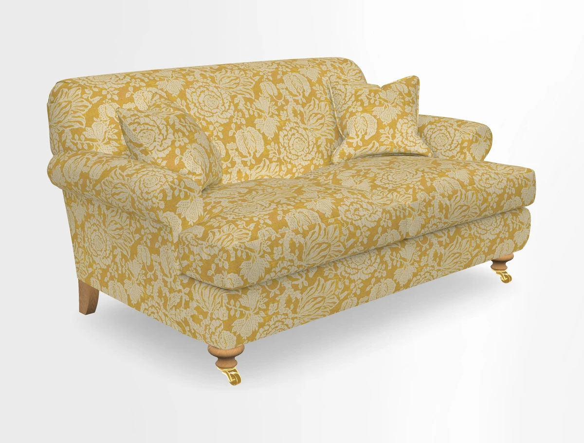 Hampton 3 Seater Sofa in V&A Threads of India Opulent Velvets Regal Poppy Chalk