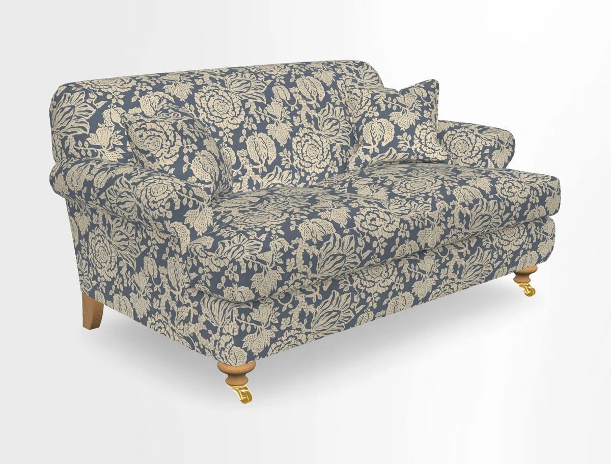 Hampton 3 Seater Sofa in V&A Threads of India Opulent Velvets Regal Poppy Chalk