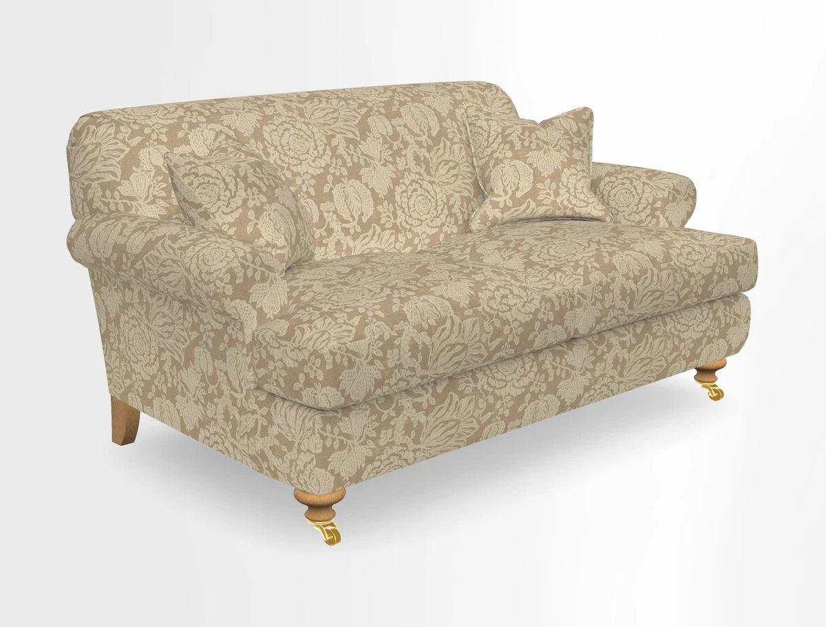 Hampton 3 Seater Sofa in V&A Threads of India Opulent Velvets Regal Poppy Chalk