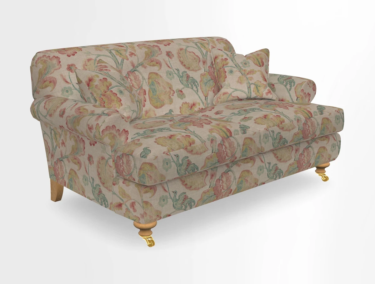 Hampton 3 Seater Sofa in V&A Threads of India Opulent Velvets Regal Poppy Chalk