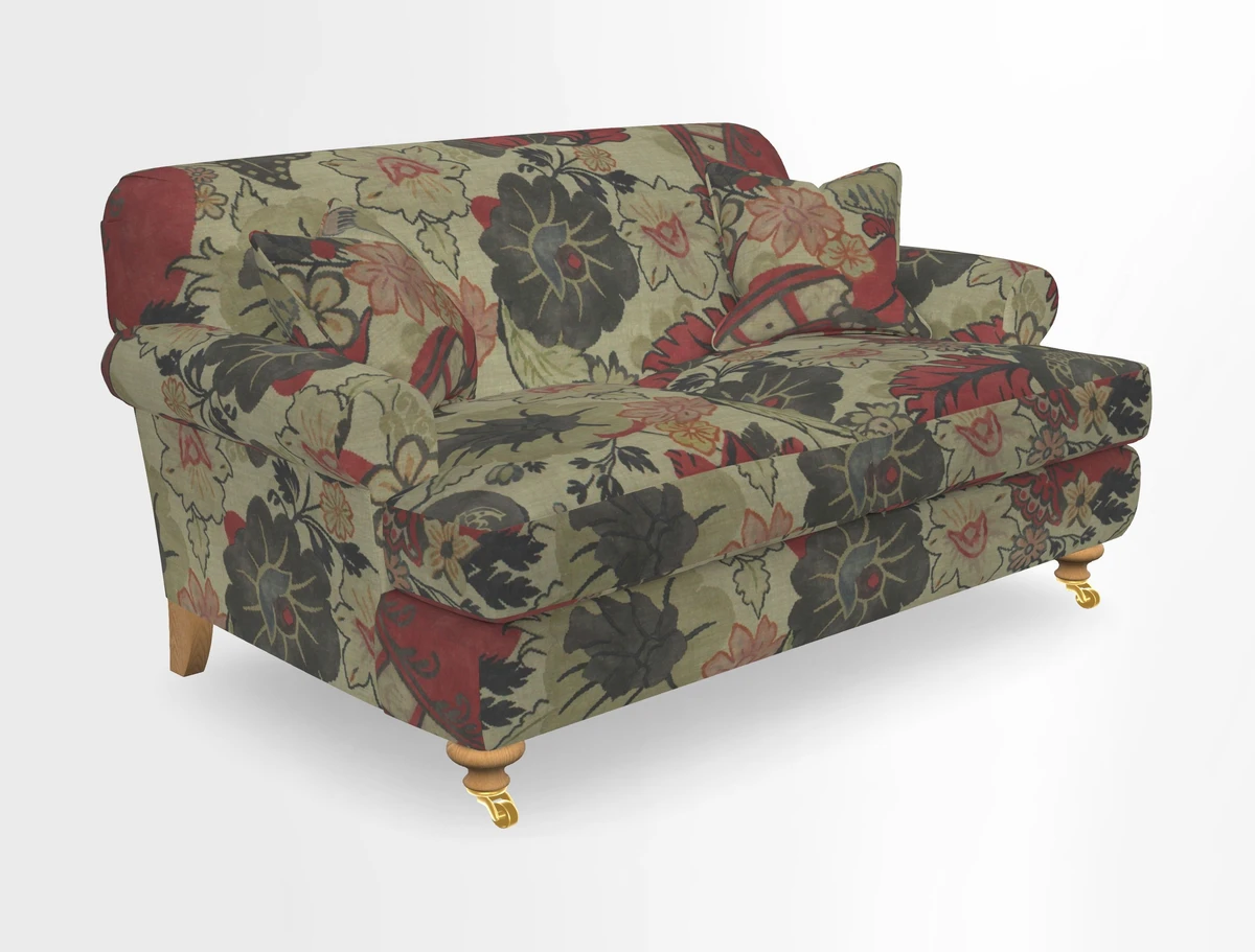 Hampton 3 Seater Sofa in V&A Threads of India Opulent Velvets Regal Poppy Chalk