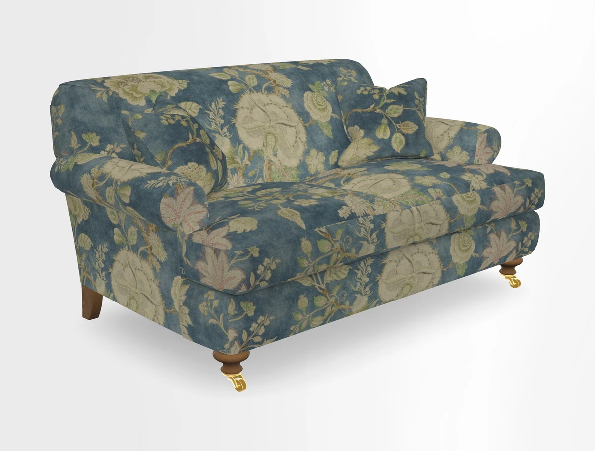 Hampton 3 Seater Sofa in V&A Threads of India Opulent Velvets Regal Poppy Chalk