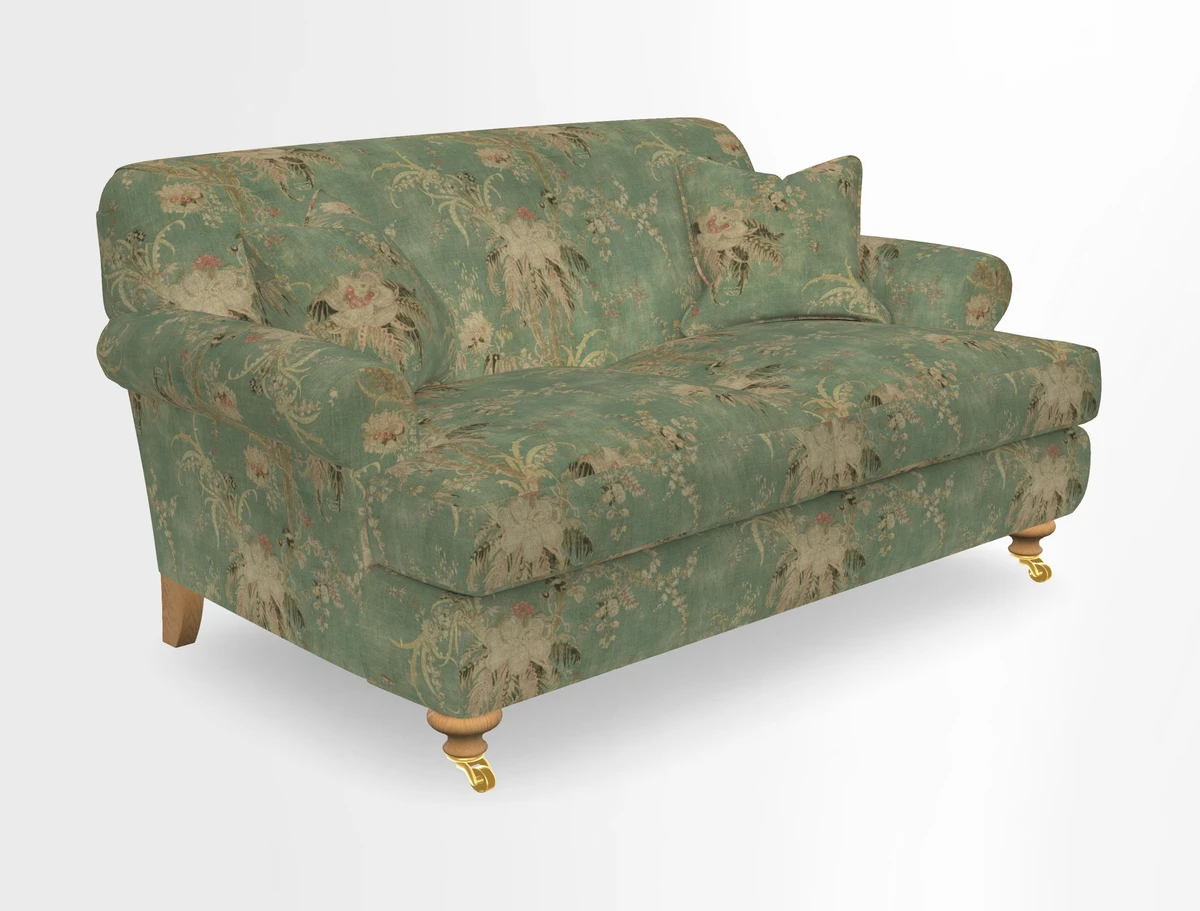 Hampton 3 Seater Sofa in V&A Threads of India Opulent Velvets Regal Poppy Chalk