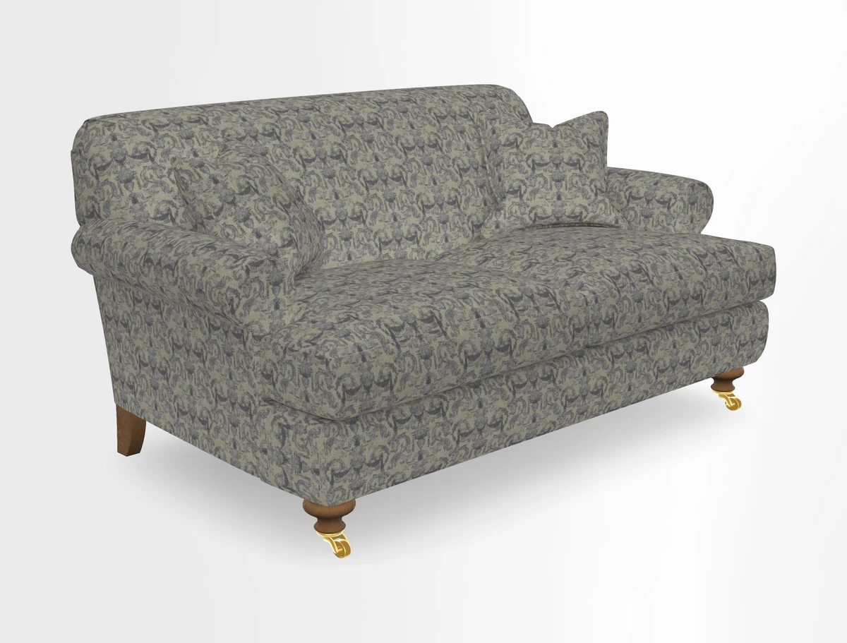 Hampton 3 Seater Sofa in V&A Threads of India Opulent Velvets Regal Poppy Chalk