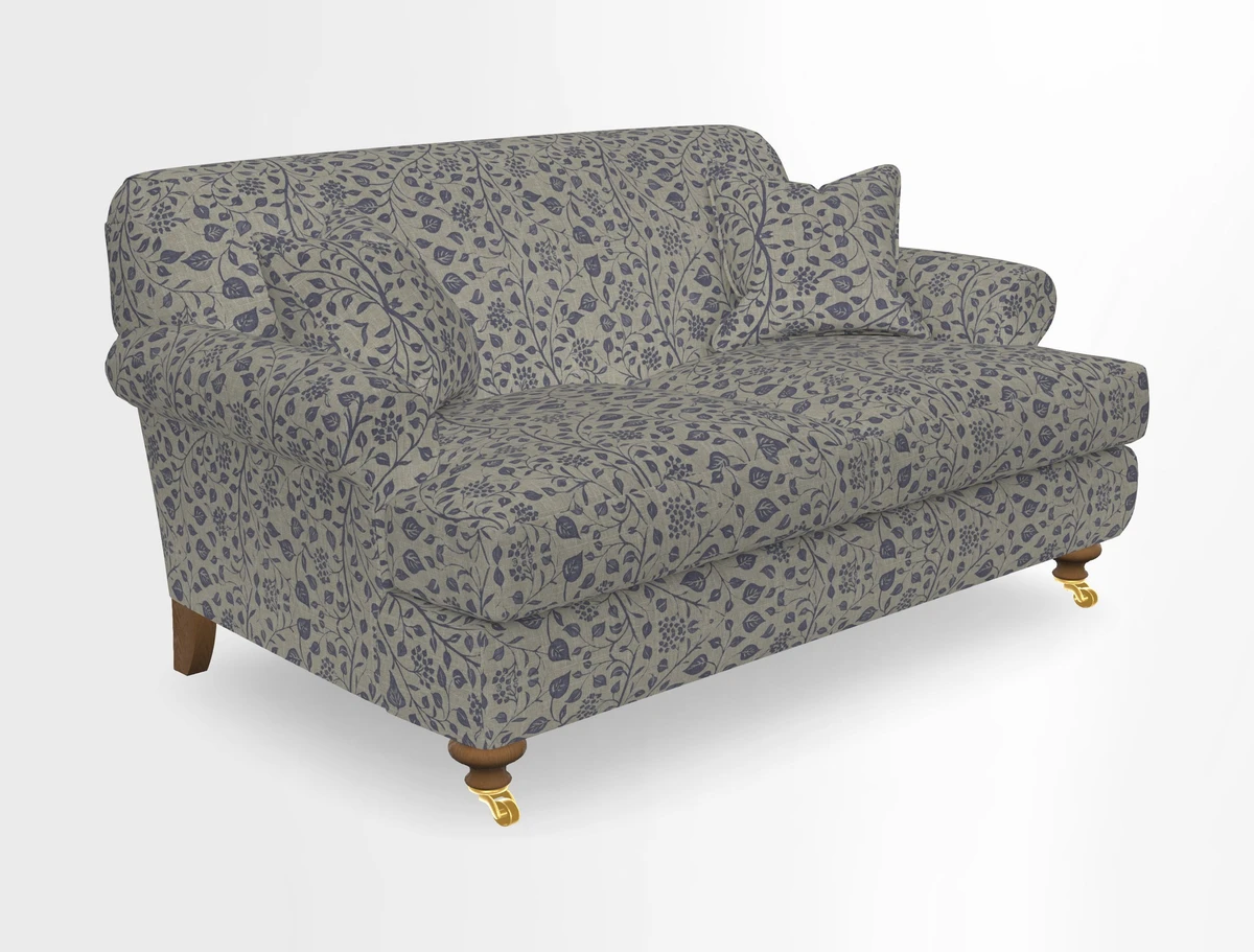 Hampton 3 Seater Sofa in V&A Threads of India Opulent Velvets Regal Poppy Chalk