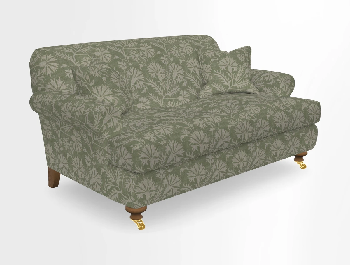 Hampton 3 Seater Sofa in V&A Threads of India Opulent Velvets Regal Poppy Chalk
