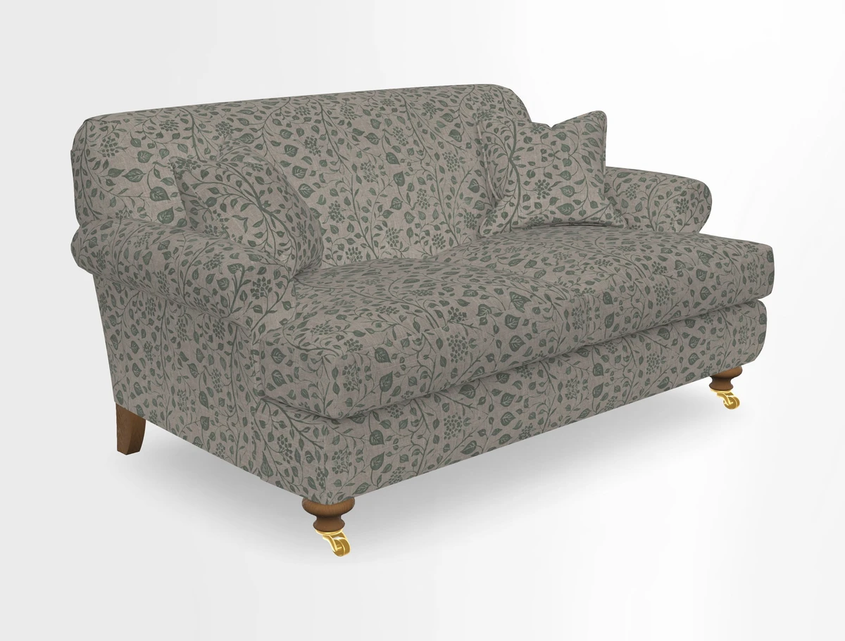 Hampton 3 Seater Sofa in V&A Threads of India Opulent Velvets Regal Poppy Chalk