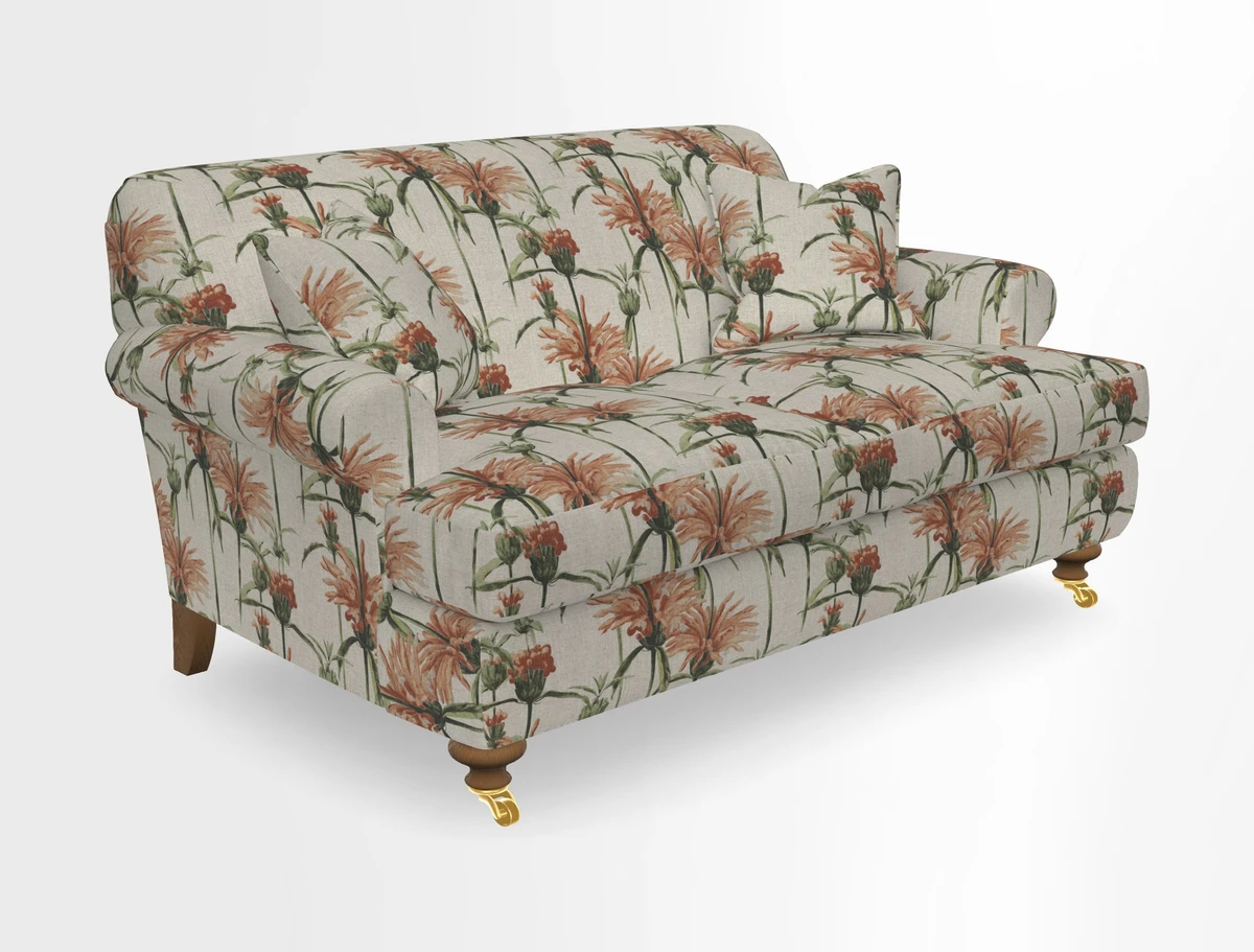 Hampton 3 Seater Sofa in V&A Threads of India Opulent Velvets Regal Poppy Chalk