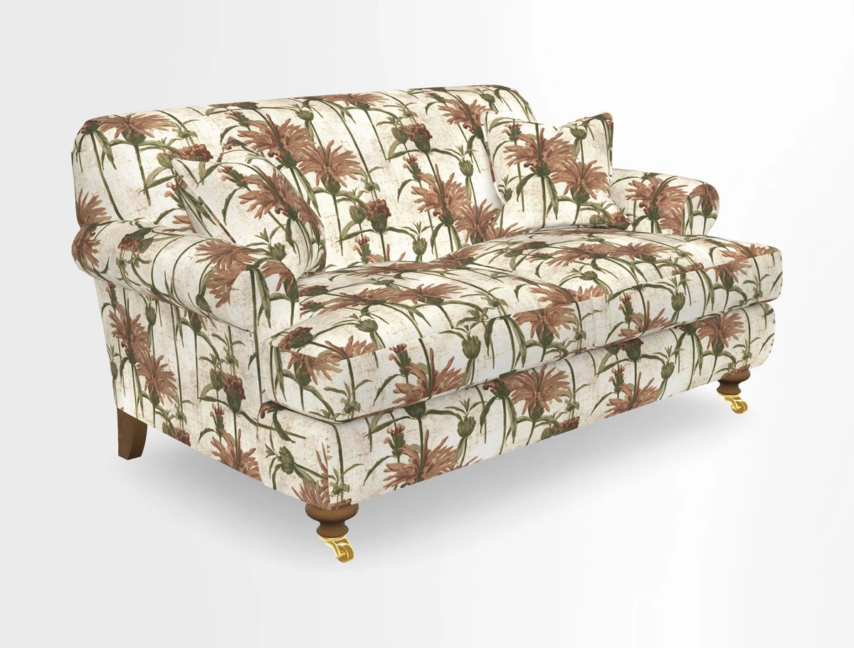 Hampton 3 Seater Sofa in V&A Threads of India Opulent Velvets Regal Poppy Chalk