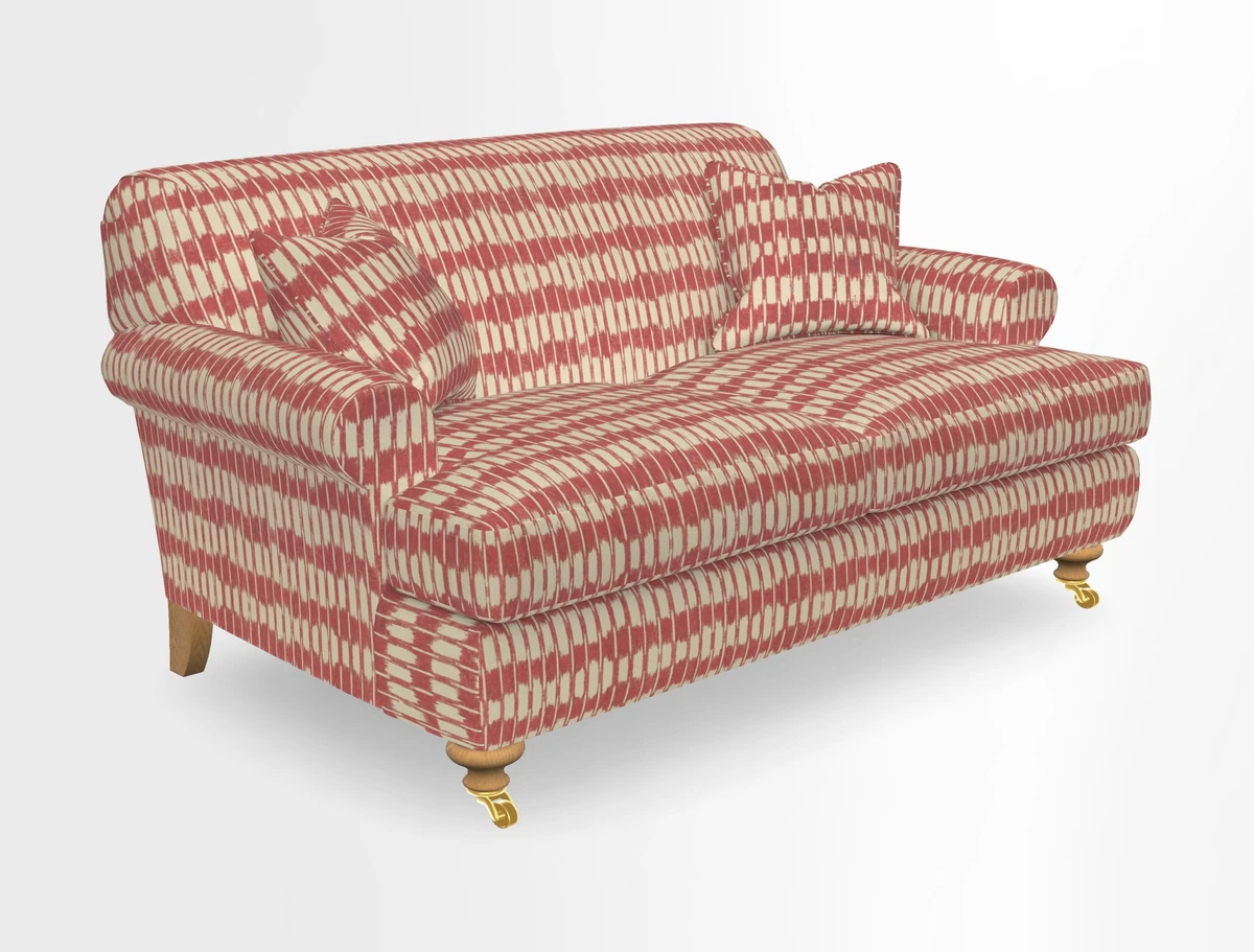 Hampton 3 Seater Sofa in V&A Threads of India Opulent Velvets Regal Poppy Chalk